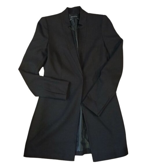 Zara Jackets & Blazers - ZARA BASIC Black Single Breast Snap Long Peacoat S -Like new